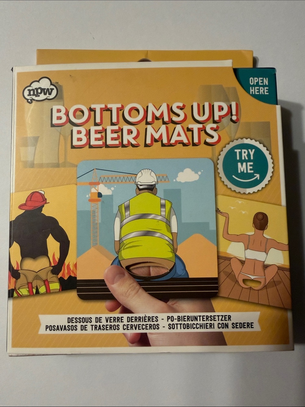 Bottoms Up! Beer Mats Coaster Set - Yellow